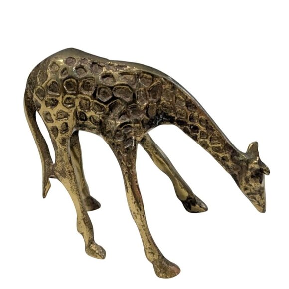 Vintage Brass Giraffe Figurine Baby Animal Statue 4.25" Tall Handcrafted Decorat - Picture 5 of 14
